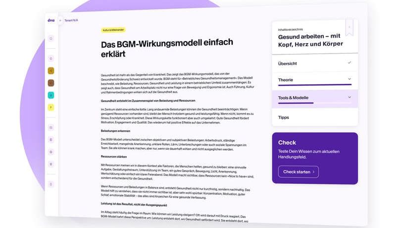 DNA App Further At Work Handlungsfeld