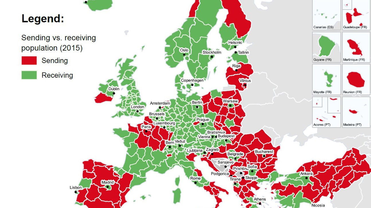 Innereuropäische Migration nach Regionen